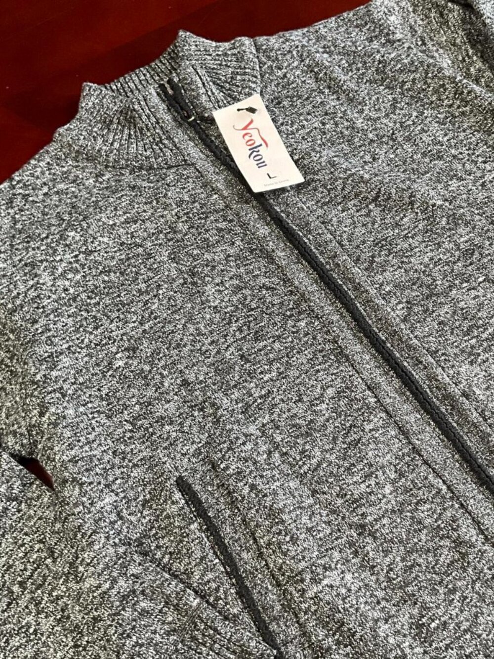 NWTs Mens Yeokou Plaid Lined Full Zip Winter Cashmere Wool Fullzip Jacket(Large)